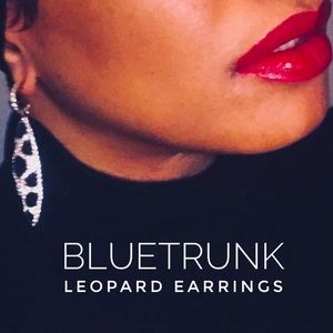 LEOPARD BLACK & RHINESTONE DROP EARRINGS